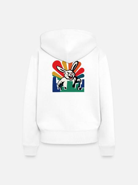 Monster Hase - Frauen Premium Bio Zip Hoodie - Weiß