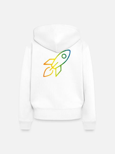 Rakete Regenbogen - Frauen Premium Bio Zip Hoodie - Weiß