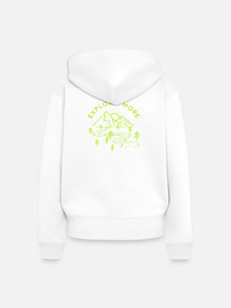 Entdecken Sie mehr zu Mountains & River - Frauen Premium Bio Zip Hoodie - Weiß
