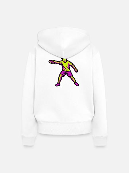 Discgolf Abwurf Silhouette - Frauen Premium Bio Zip Hoodie - Weiß