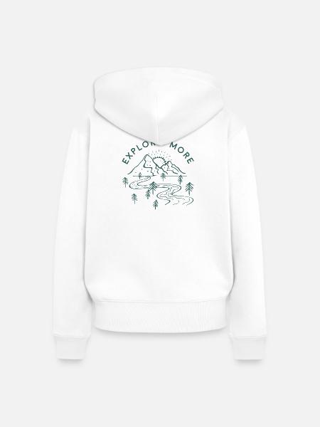 Explore-mehr-grün-Design - Frauen Premium Bio Zip Hoodie - Weiß