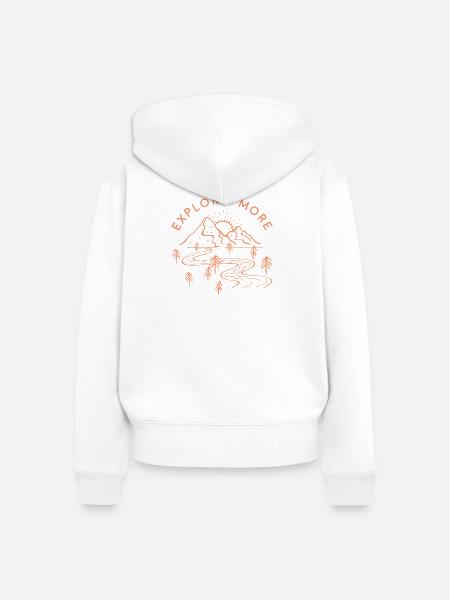 Entdecken-mehr-Orange-Design - Frauen Premium Bio Zip Hoodie - Weiß