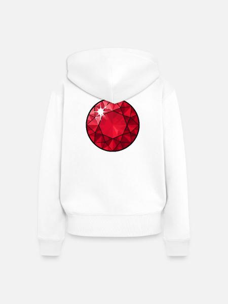 Facettierter Rubin Kreis - Frauen Premium Bio Zip Hoodie - Weiß