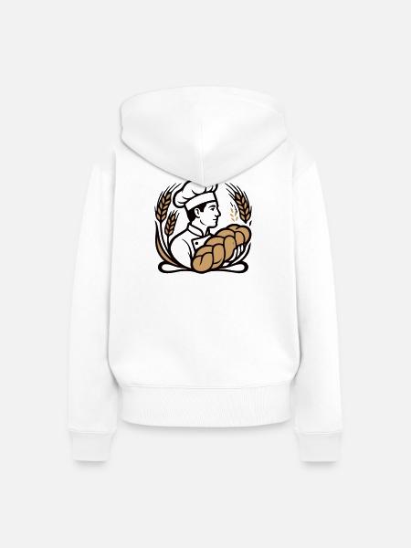 Baecker Hefezopf Logo - Frauen Premium Bio Zip Hoodie - Weiß