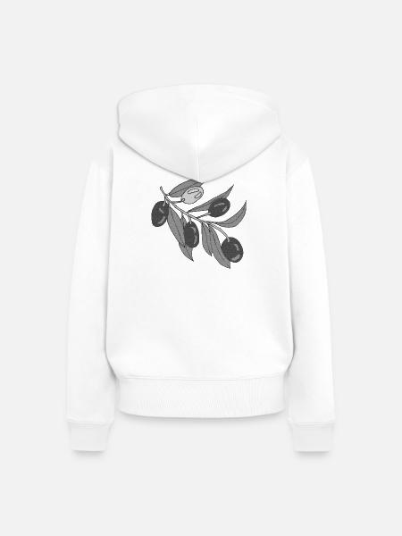 Olivenzweige Graustufen - Frauen Premium Bio Zip Hoodie - Weiß