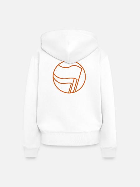 antifa orange - Frauen Premium Bio Zip Hoodie - Weiß