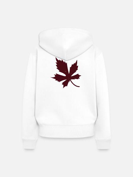 Rotes Ahornblatt Silhouette - Frauen Premium Bio Zip Hoodie - Weiß