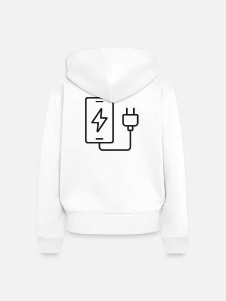 Smartphone-Ladeleitung-Symbol - Frauen Premium Bio Zip Hoodie - Weiß