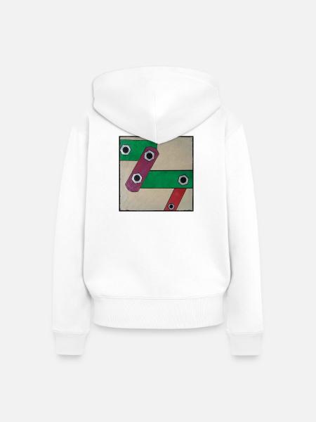 Geometrische Farbbande Popkunst - Frauen Premium Bio Zip Hoodie - Weiß