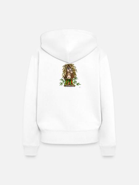 Rastafari Dread Bear Illustration - Frauen Premium Bio Zip Hoodie - Weiß