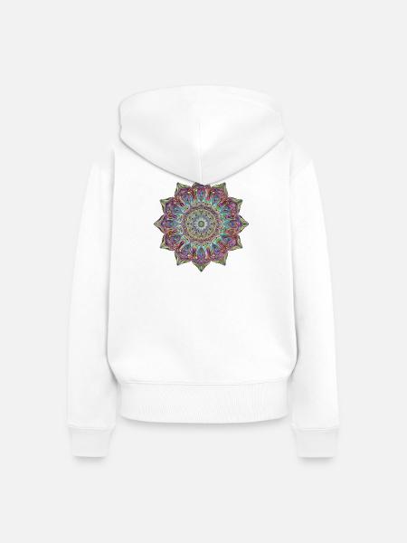 Mandala - Frauen Premium Bio Zip Hoodie - Weiß