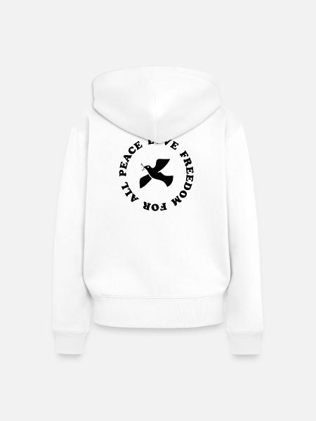 peace love freedom - Frauen Premium Bio Zip Hoodie - Weiß