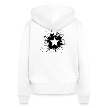 Unknown design - Upload image - Women's Premium Organic Zip Hoodie - white - Back - AI Model Female 172 light (172cm)