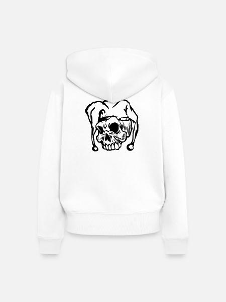 Joker Totenkopf - Frauen Premium Bio Zip Hoodie - Weiß