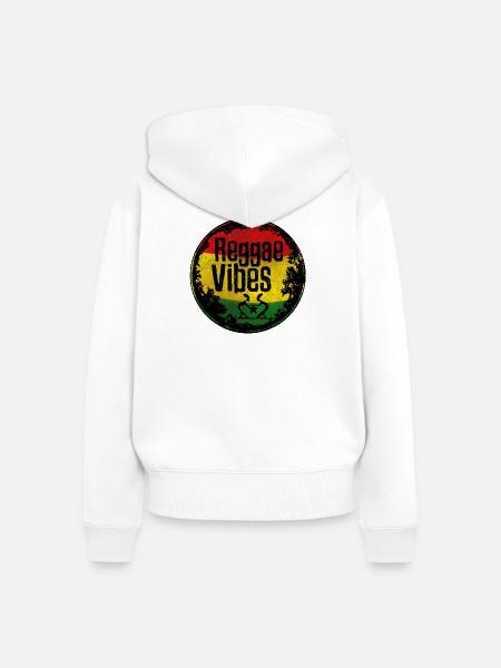 Reggae Vibes Rasta Design - Frauen Premium Bio Zip Hoodie - Weiß