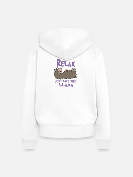 Relax Lama - Frauen Premium Bio Zip Hoodie - Weiß