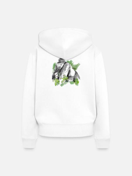 Gorilla - Frauen Premium Bio Zip Hoodie - Weiß
