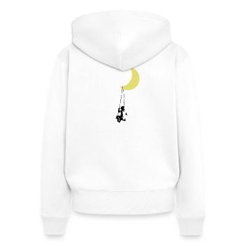 Kleinkind schaukelt unter Mond StreetArt - Frauen Premium Bio Zip Hoodie - Weiß - Hinten - AI Model Female 172 light (172cm)
