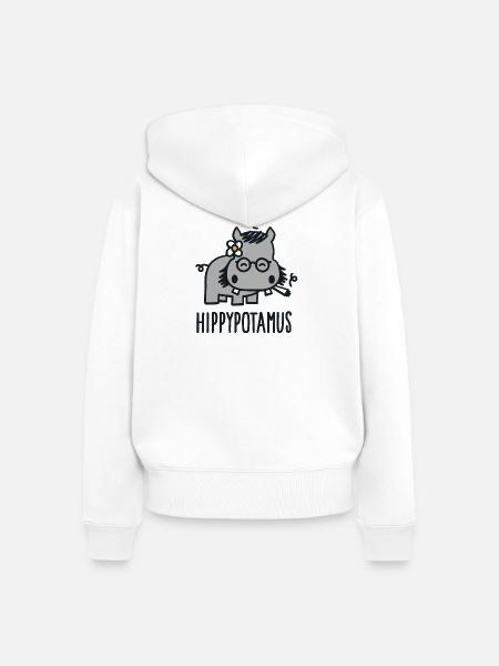 Hippypotamus - Frauen Premium Bio Zip Hoodie - Weiß