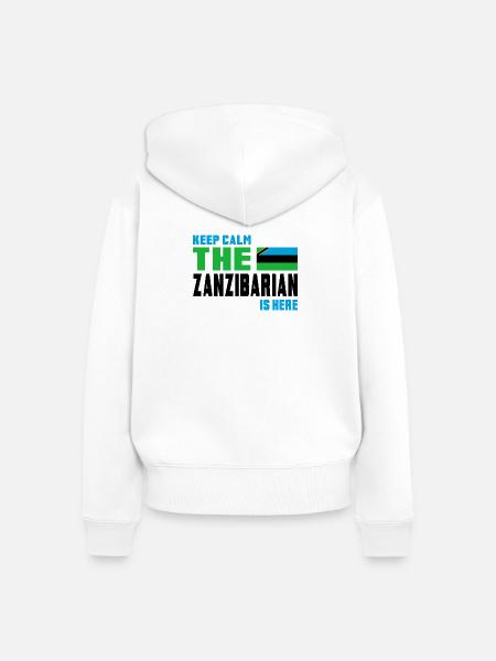 Keep Calm Design / Geschenk Tansania - Frauen Premium Bio Zip Hoodie - Weiß