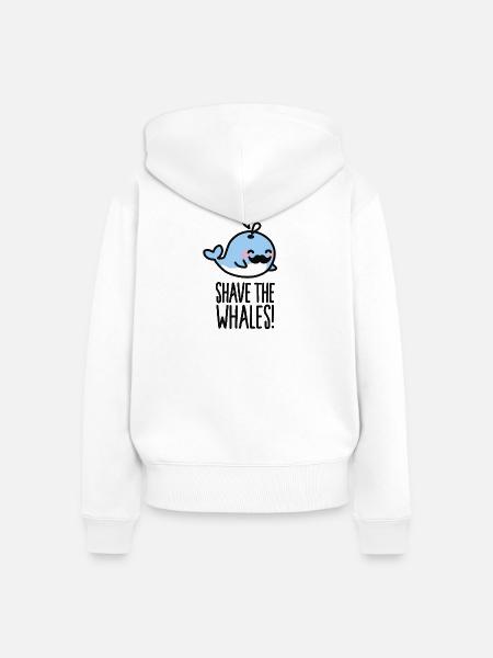 Shave the whales! - Frauen Premium Bio Zip Hoodie - Weiß