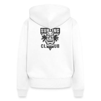 logo surf masque hendaye club - Sweat à capuche zippé Premium bio Femme - blanc - Dos - AI Model Female 172 light (172cm)