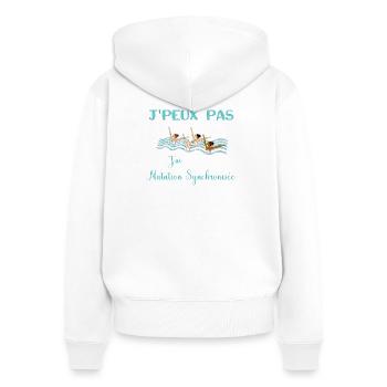 j'peux pas j'ai natation synchronisée foncé - Sweat à capuche zippé Premium bio Femme - blanc - Dos - AI Model Female 172 light (172cm)