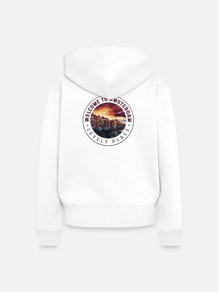 Willkommen in Amsterdam – Lieblingsplatz - Frauen Premium Bio Zip Hoodie - Weiß