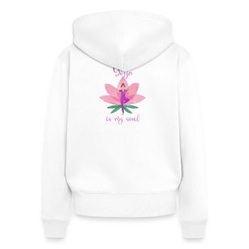Yoga - Frauen Premium Bio Zip Hoodie - Weiß - Hinten - AI Model Female 172 light (172cm)