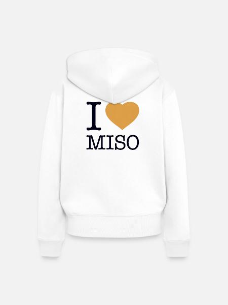 I LOVE MISO Sushi - Frauen Premium Bio Zip Hoodie - Weiß