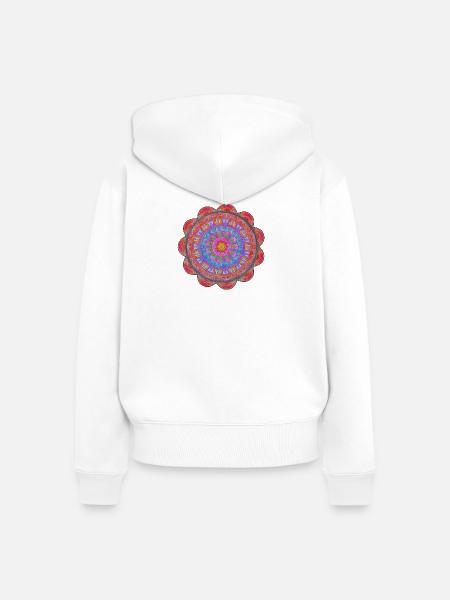 Kreismandala Farbexplosion - Frauen Premium Bio Zip Hoodie - Weiß
