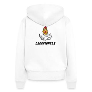 Conception du cockfighter - Sweat à capuche zippé Premium bio Femme - blanc - Dos - AI Model Female 172 light (172cm)