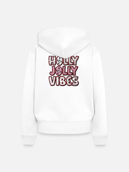 Holly Jolly Vibes - Frauen Premium Bio Zip Hoodie - Weiß