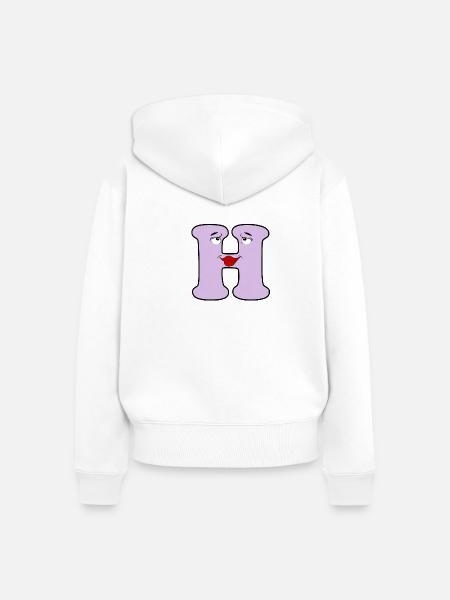 H - Frauen Premium Bio Zip Hoodie - Weiß