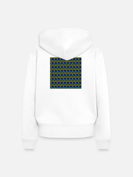tolle federmuster, Pfauenfedermuster überlappend - Frauen Premium Bio Zip Hoodie - Weiß