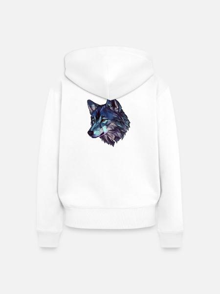 Stilisierter, geometrischer Wolf - Frauen Premium Bio Zip Hoodie - Weiß