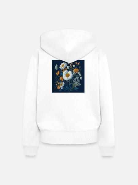 Blumen - Frauen Premium Bio Zip Hoodie - Weiß