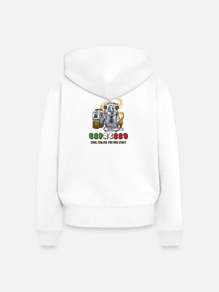 Espresso Italien Design - Frauen Premium Bio Zip Hoodie - Weiß