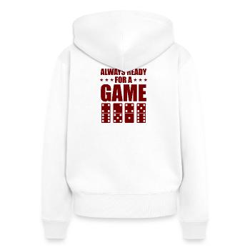 Domino Design - Frauen Premium Bio Zip Hoodie - Weiß - Hinten - AI Model Female 172 light (172cm)