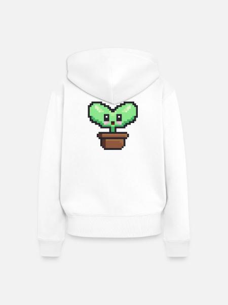 Pflanzliche Pixelkunst - Frauen Premium Bio Zip Hoodie - Weiß