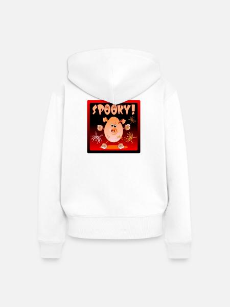 HAPPY HALLOWEEN SPIDER PIGLETS - Frauen Premium Bio Zip Hoodie - Weiß
