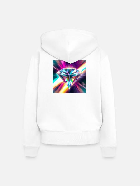 Diamant - Frauen Premium Bio Zip Hoodie - Weiß