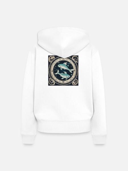 Zodiac Pisces - Frauen Premium Bio Zip Hoodie - Weiß