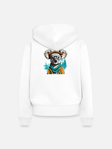 Expeditions-Koala am Meer - Illustration - Frauen Premium Bio Zip Hoodie - Weiß