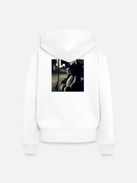 Teddy is wating - Frauen Premium Bio Zip Hoodie - Weiß