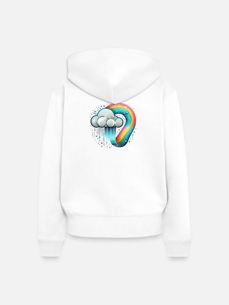 Regenbogen Wolke - Frauen Premium Bio Zip Hoodie - Weiß