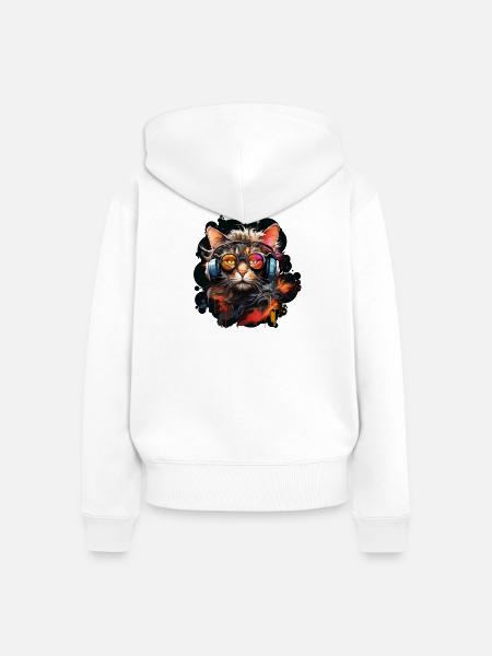 The Gamer Cat - Frauen Premium Bio Zip Hoodie - Weiß