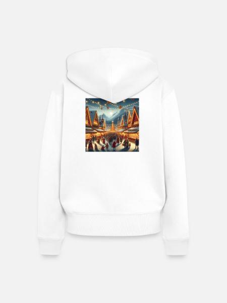 Ein gemütlicher Weihnachtsmarkt - Frauen Premium Bio Zip Hoodie - Weiß