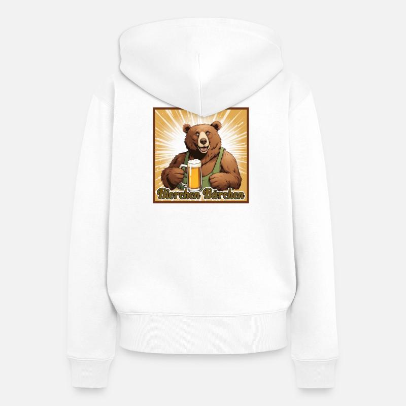 Bierchen Bärchen - Frauen Premium Bio Zip Hoodie - Weiß
