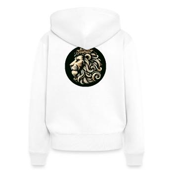 Lion Tête de Tigre Couronne de Roi - Sweat à capuche zippé Premium bio Femme - blanc - Dos - AI Model Female 172 light (172cm)